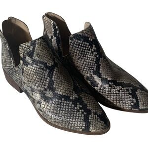 Aldo Short Boots Snakeskin Pattern Genuine Leather Shoetie Zip Slip-on 8